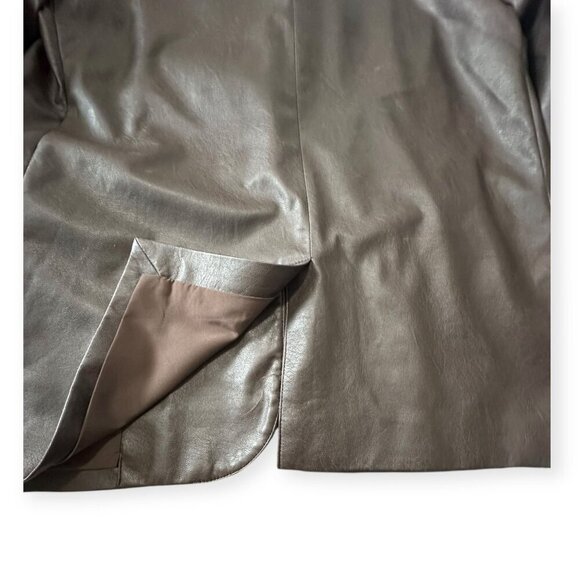 Brochu Walker The Farley Single-Button Vegan Leather Blazer in Timber/Brown,  Si - Picture 13 of 15